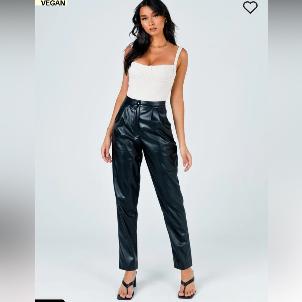 Princess Polly love club pants black size 6 faux leather